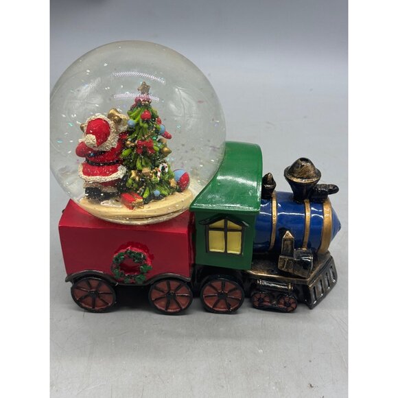 VTG Christmas Santa Claus a Train Glass Waterglobe Christmas Tree Elf READ - Picture 6 of 7